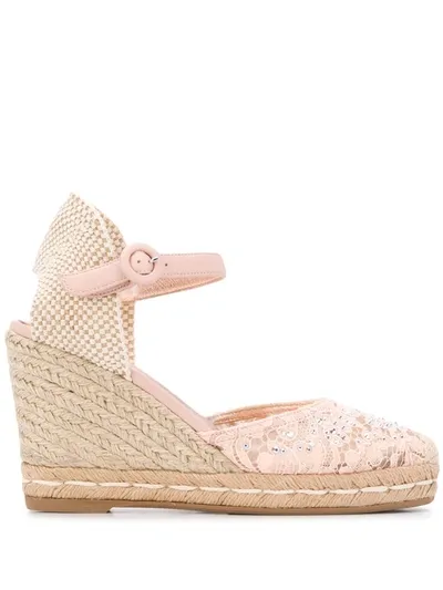 Le Silla Crystal-embellished Wedge Sandals In Pink