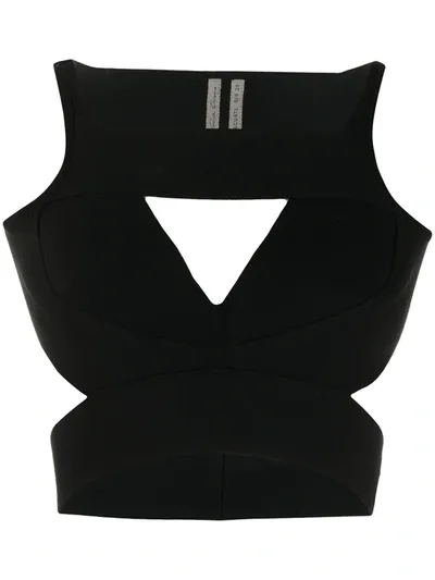 Rick Owens Sling Cutout Stretch-ponte Bra Top In Black