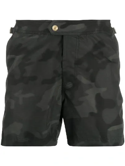 Tom Ford Camouflage-print Swim Shorts In Black