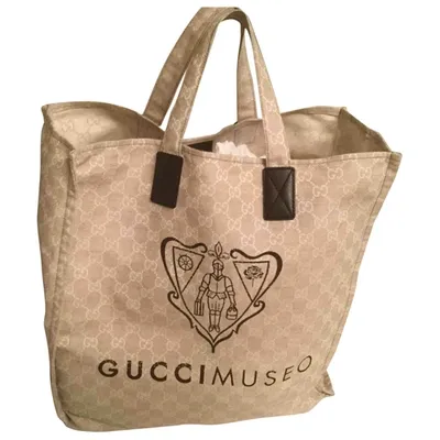 Pre-owned Gucci Cloth Tote In Beige