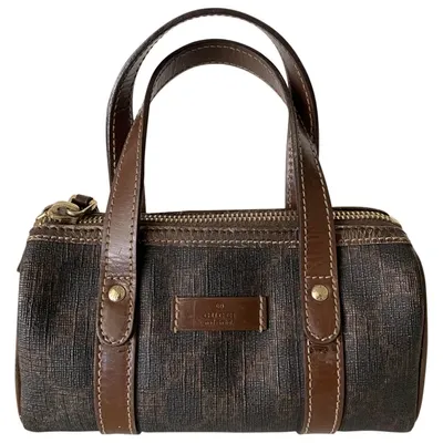 Pre-owned Gucci Boston Cloth Bowling Bag In Brown