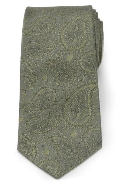 Cufflinks, Inc Star Wars Yoda Paisley-print Silk Tie In Green