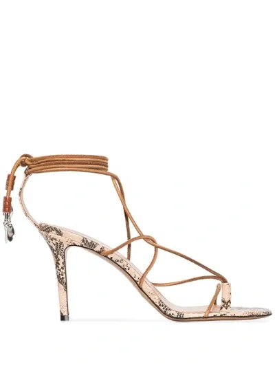 Isabel Marant Neutral Askee 85 Snakeskin Effect Leather Sandals In Snake Print