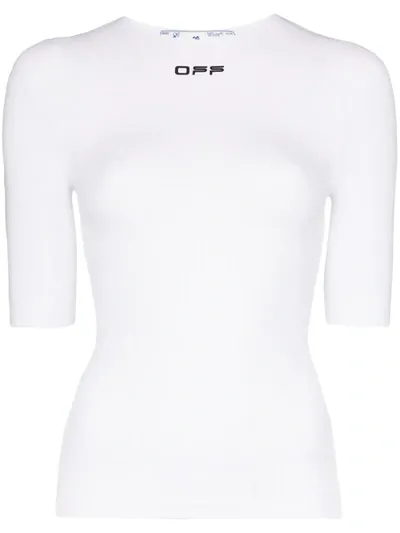 Off-white Seamless Short Sleeve Top In White