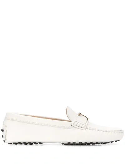 Tod's Gommino Leather Loafers In White