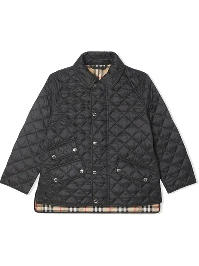 Burberry Babies' Jacke Mit Diamantförmiger Steppung In Black