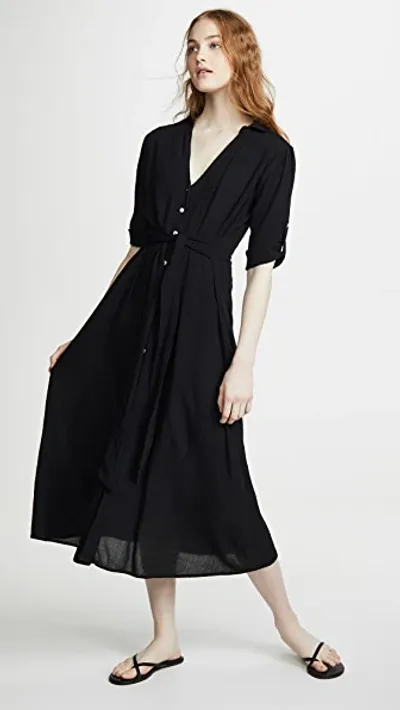 Playa Lucila Shirt Cover Up Dress In Black