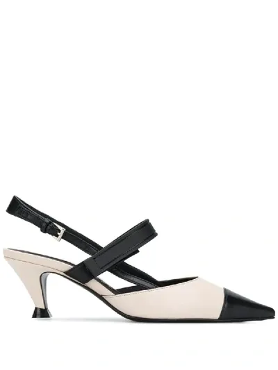 Roberto Festa White Black Slingback Shoes In Nero/burro