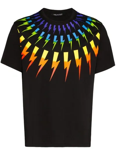 Neil Barrett Rainbow Thunderbolt-print T-shirt In Black