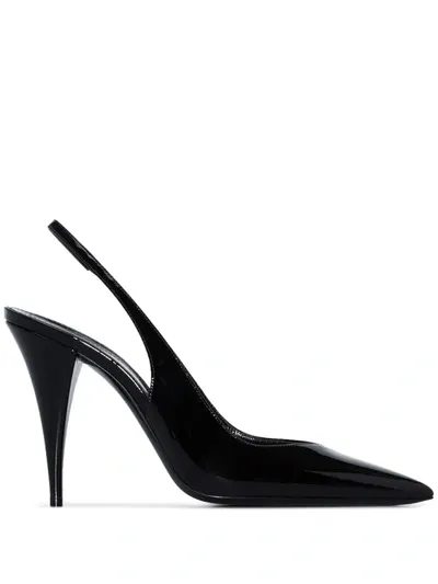 Saint Laurent Kiki Patent Cone-heel Pumps In Black