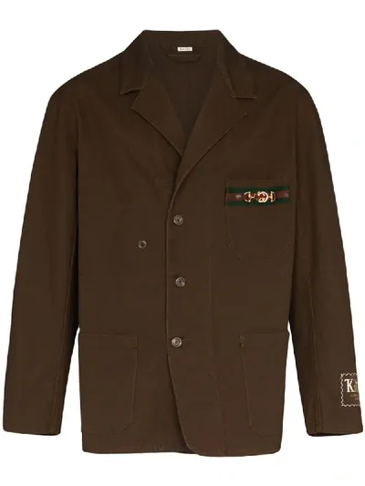 Gucci Single-breasted Work Jacket In Brown