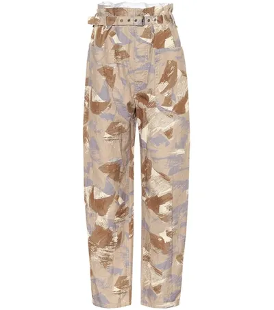 Isabel Marant Iona High-rise Cotton-blend Pants In Beige