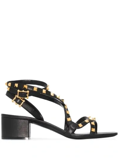 Valentino Garavani Rockstud Flair Leather Heeled Sandals In Black