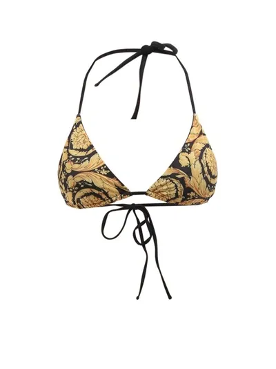 Versace Womens Gold Polyamide Bikini In Gold Print