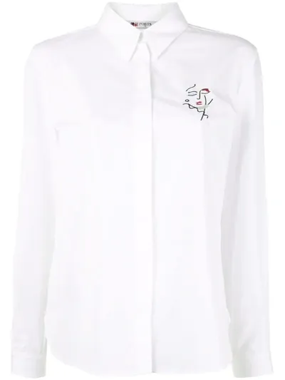 Ports 1961 Face-embroidered Shirt In White