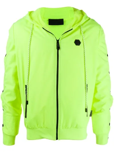 Philipp Plein Sleeve Press-stud Hooded Jacket In Yellow