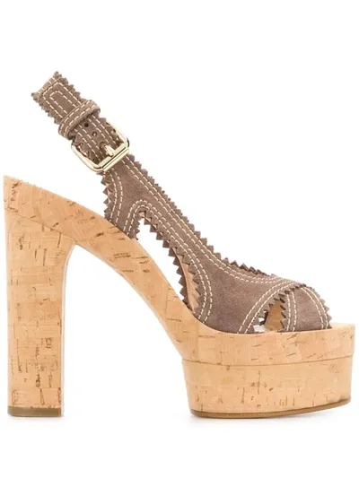 Casadei Renna 145mm Open Toe Sandals In Brown