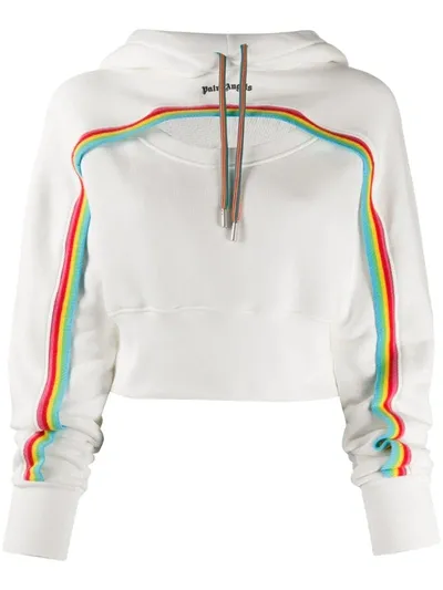 Palm Angels Women's Rainbow Cut-out Logo Hoodie In Off White