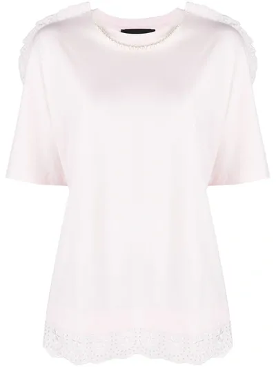 Simone Rocha Broderie Trim T-shirt In Pink