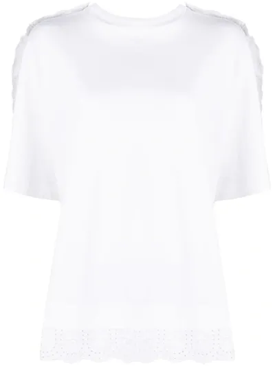 Simone Rocha Broderie Trim T-shirt In White