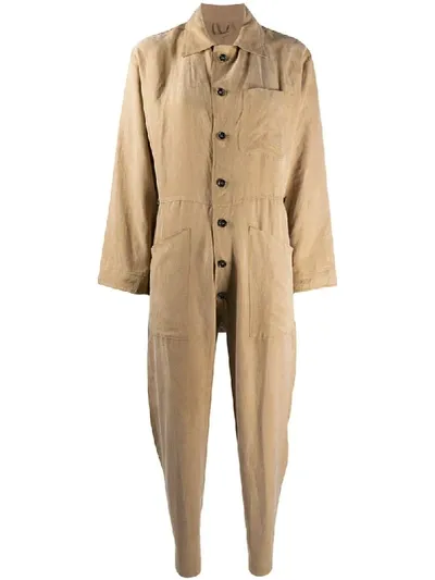 Nine In The Morning Front Buttoned Boiler Suit In Neutrals