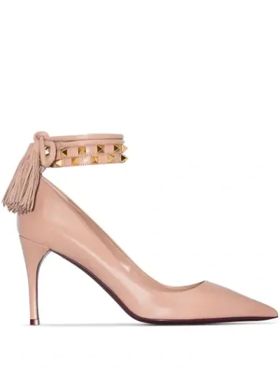 Valentino Garavani 100mm Rockstud Flair Leather Laceup Pump In Neutrals