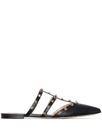 Valentino Garavani Rockstud Flat Slippers In Black