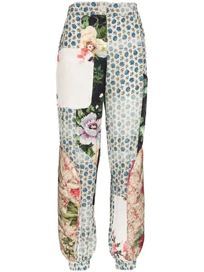 Preen By Thornton Bregazzi Eimi Patchwork Silk Blend Trousers In Blue