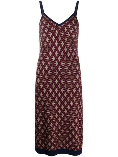 Temperley London Madame Knit Dress, Dark Plum Mix, Sm In Blue