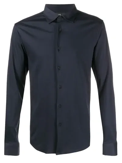 Z Zegna Longsleeved Cotton Shirt In Blue