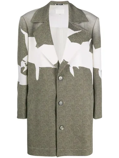 Maison Margiela Graphic-print Herringbone Coat In Green