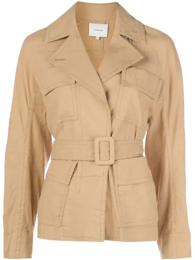 Vince Belted Oversized-pocket Jacket In Yellow