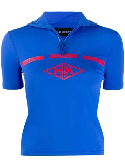 Han Kjobenhavn Zipped Short Sleeve Top In Blue