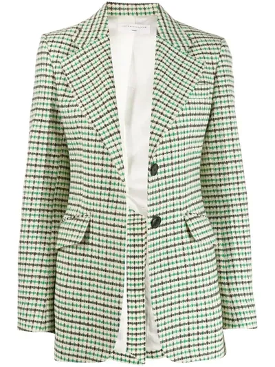 Victoria Beckham Jarvis Tweed Print Blazer In Green