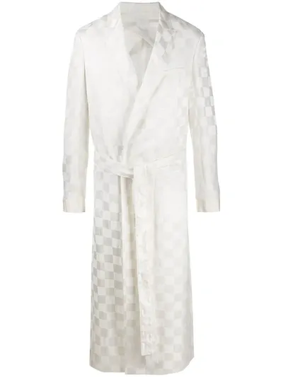 Haider Ackermann Soprabito Lungo In Lino E Seta Jacquard In White