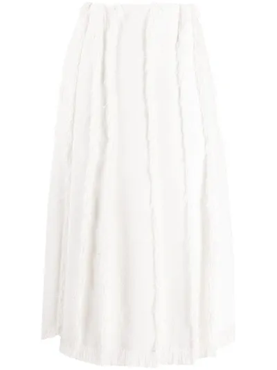 Emilio Pucci Frayed Midi Skirt In White