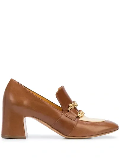 Madison.maison Perla Block Heel Loafers In Brown