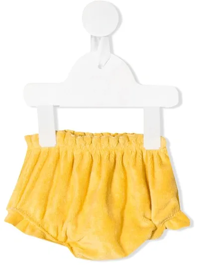 Emile Et Ida Babies' Ruffle Trim Plain Bloomers In Yellow