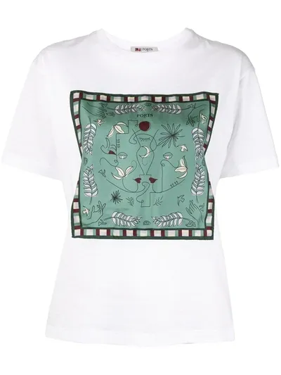 Ports 1961 Abstract Face-print T-shirt In White