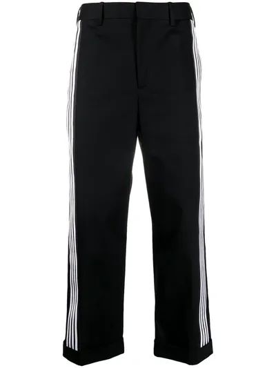 Neil Barrett Cropped Side Stripe Trousers In Black