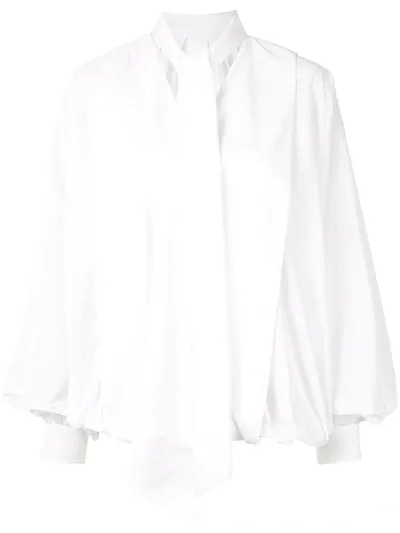 Valentino Bow-embellished Puff Sleeves Blouse In White