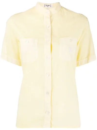 Pre-owned Celine 1970s  Micro Gingham Shirt In Yellow