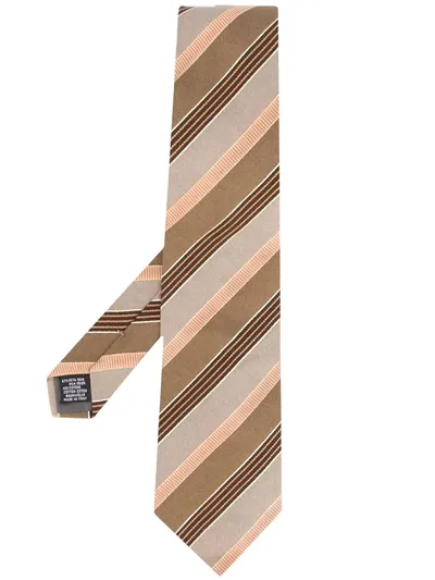 Pre-owned Gianfranco Ferre 1990s Diagonal Stripe Tie In Neutrals