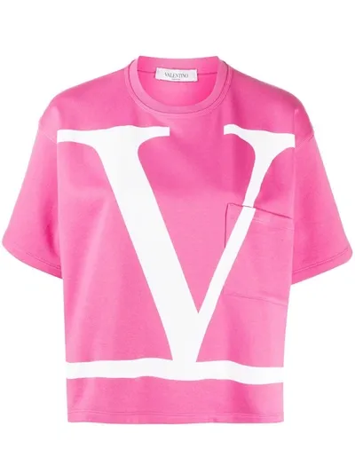 Valentino Oversized Vlogo T-shirt In Pink