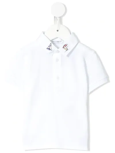 Dolce & Gabbana Babies' Embroidered Polo Shirt In White