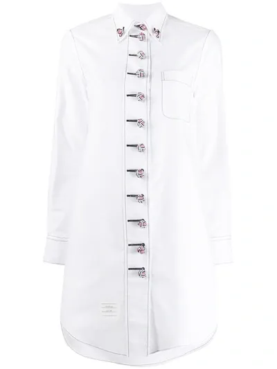 Thom Browne Military Style Shirt Dress In White