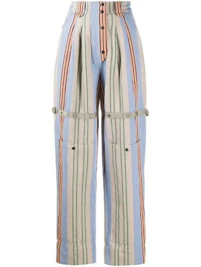 Etro Striped High-waist Trousers In Neutrals