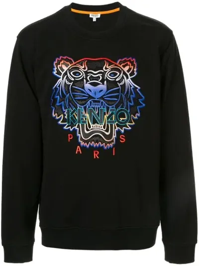 Kenzo Embroidered Gradient Tiger Sweatshirt In Black