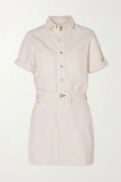 Rag & Bone Short Sleeve Denim Dress In White