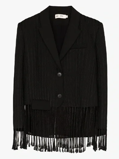 Xu Zhi Tassel Hem Single-breasted Blazer In Black